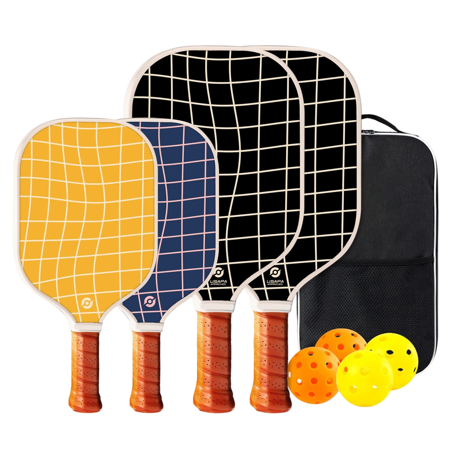 set famille 4 raquettes pickleball balle housse grid