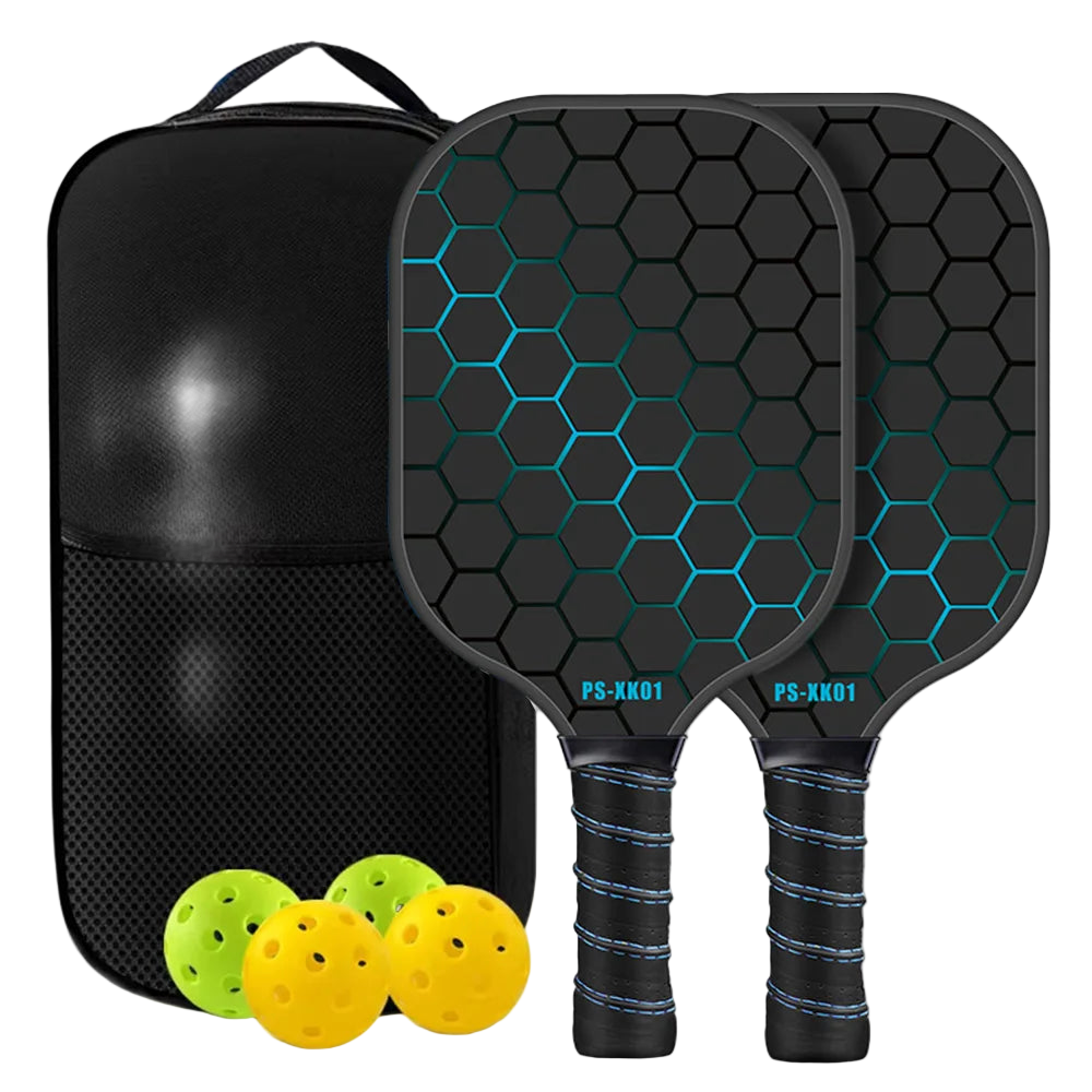 set duo raquette pickleball black edition bleu